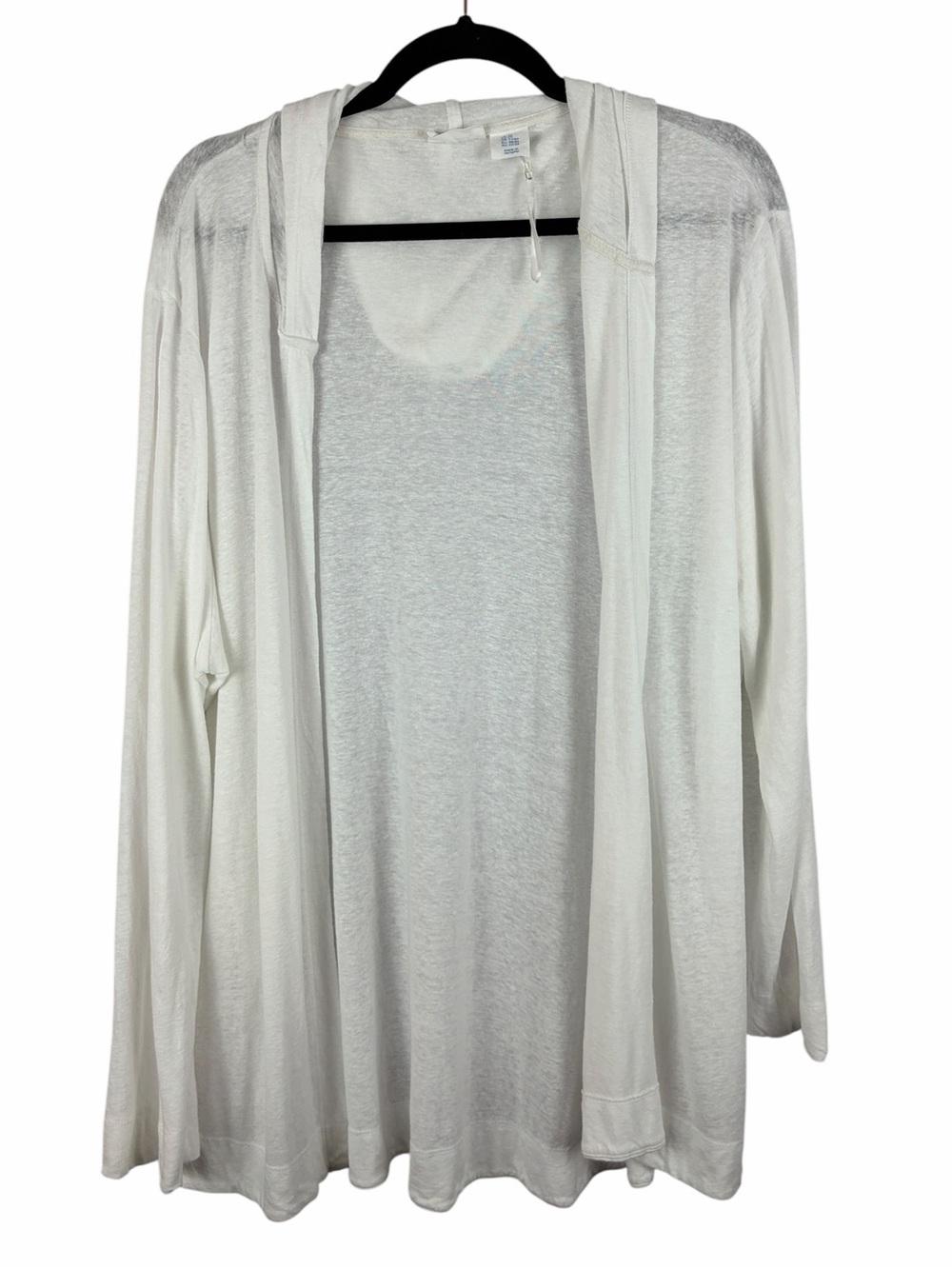 Sigrid Olsen White Linen Blend Hooded Open Front Cardigan Women’s 2X Lightweight